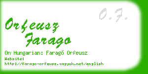 orfeusz farago business card